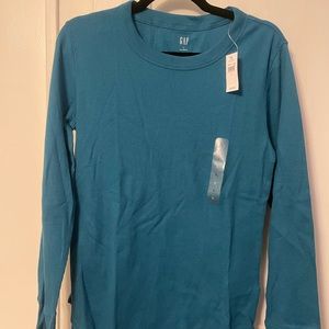 Tags on- Waffle-Knit long sleeve T-Shirt, size‎ large, clear lake blue color